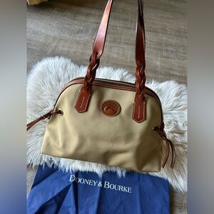 DOONEY & BOURKE Bintage Nylon Shopper Tote Bag Purse Leather Braided Handle